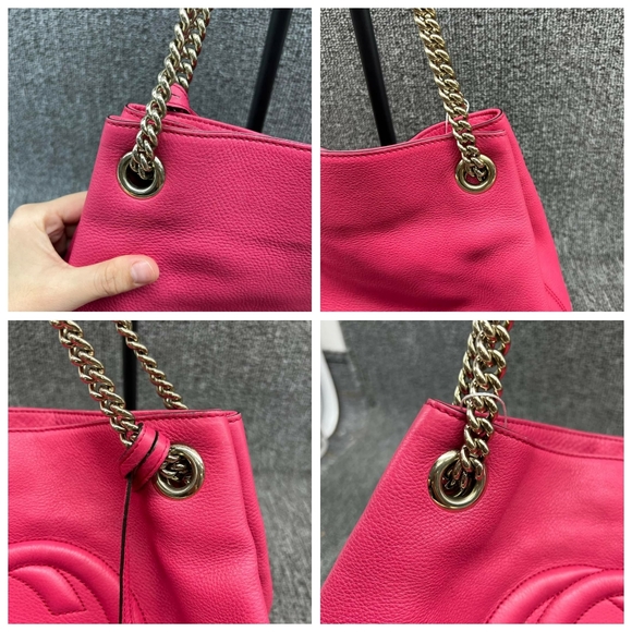 100% Authentic GUCCI Soho Chain Pink Leather Shoulder Bag - Picture 5 of 14